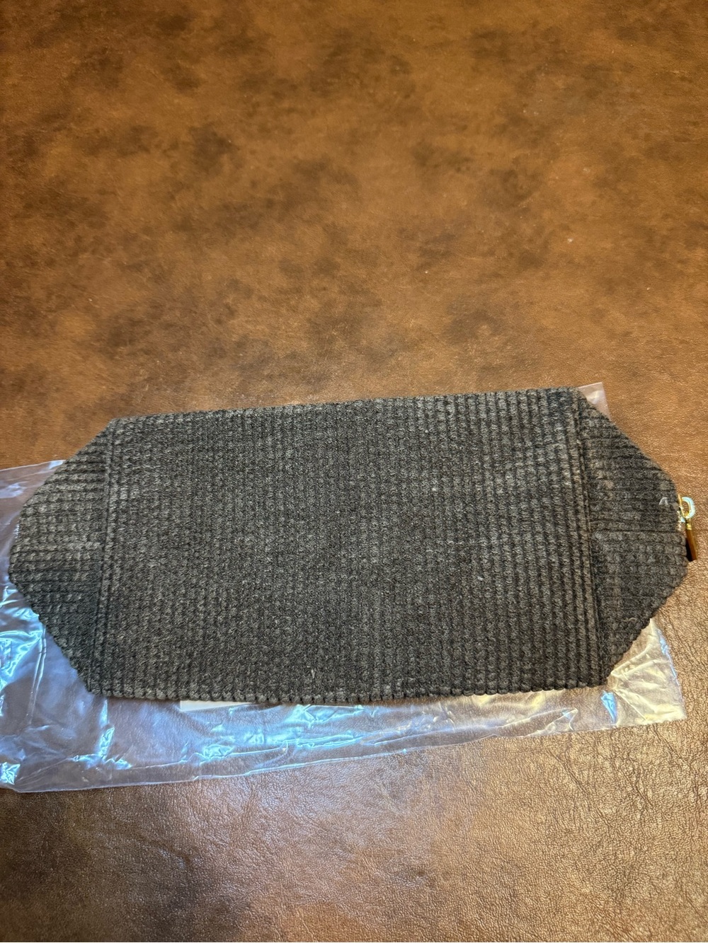 NWT Tarte Cosmetics Brown Ribbed Knit Makeup Bag